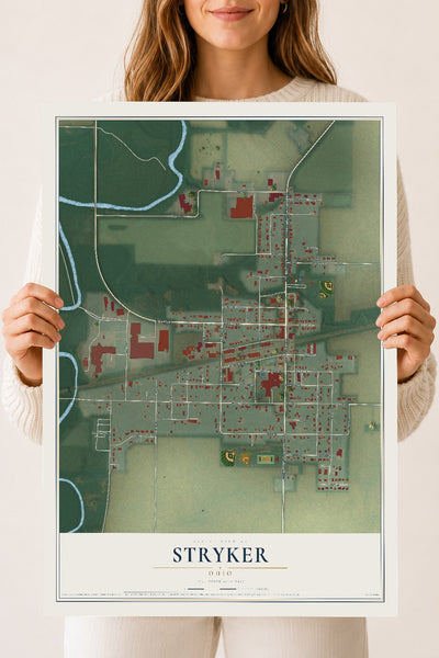 Map of Stryker, Ohio, 18 x 24 inch unframed archival matte print