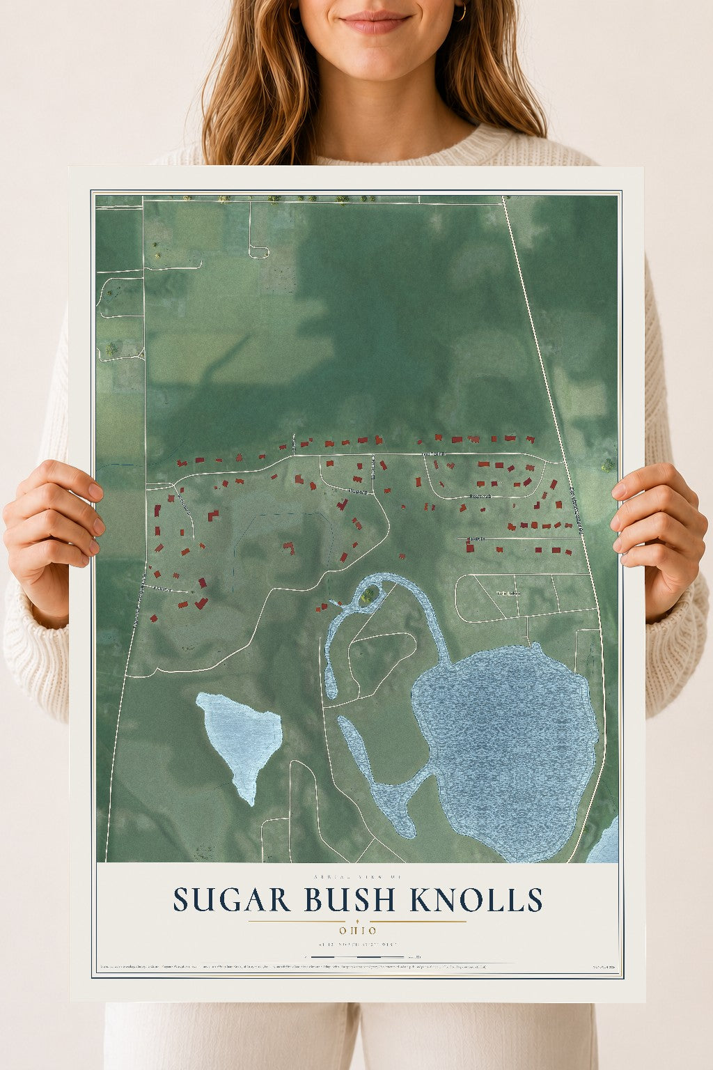 Map of Sugar Bush Knolls, Ohio, 18 x 24 inch unframed archival matte print