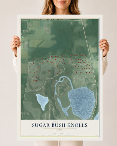 Map of Sugar Bush Knolls, Ohio, 24 x 36 inch unframed archival matte print