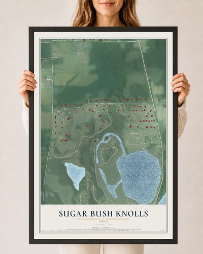 Map of Sugar Bush Knolls, Ohio, 24 x 36 inch print in a black wood frame
