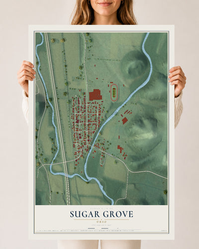 Map of Sugar Grove, Ohio, 24 x 36 inch unframed archival matte print