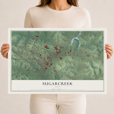Map of Sugarcreek, Ohio, 12 x 18 inch unframed archival matte print