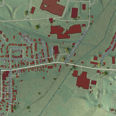 Second close-up of the map of Sugarcreek, Ohio print showing more streets and buildings