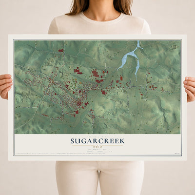 Map of Sugarcreek, Ohio, 18 x 24 inch unframed archival matte print