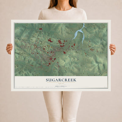 Map of Sugarcreek, Ohio, 24 x 36 inch unframed archival matte print