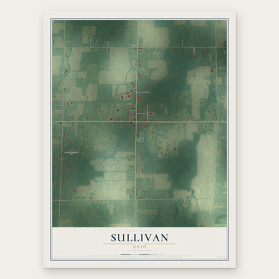 Sullivan, Ohio map print, the full design