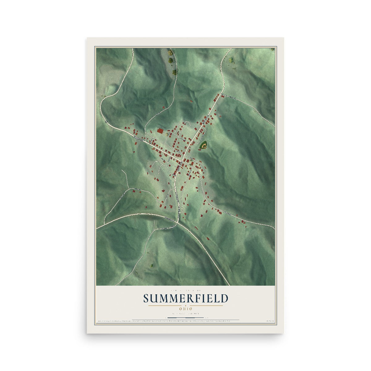 Map of Summerfield, Ohio, 12 x 18 inch unframed archival matte print