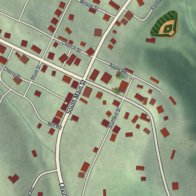Close-up of the map of Summerfield, Ohio print showing street and building detail