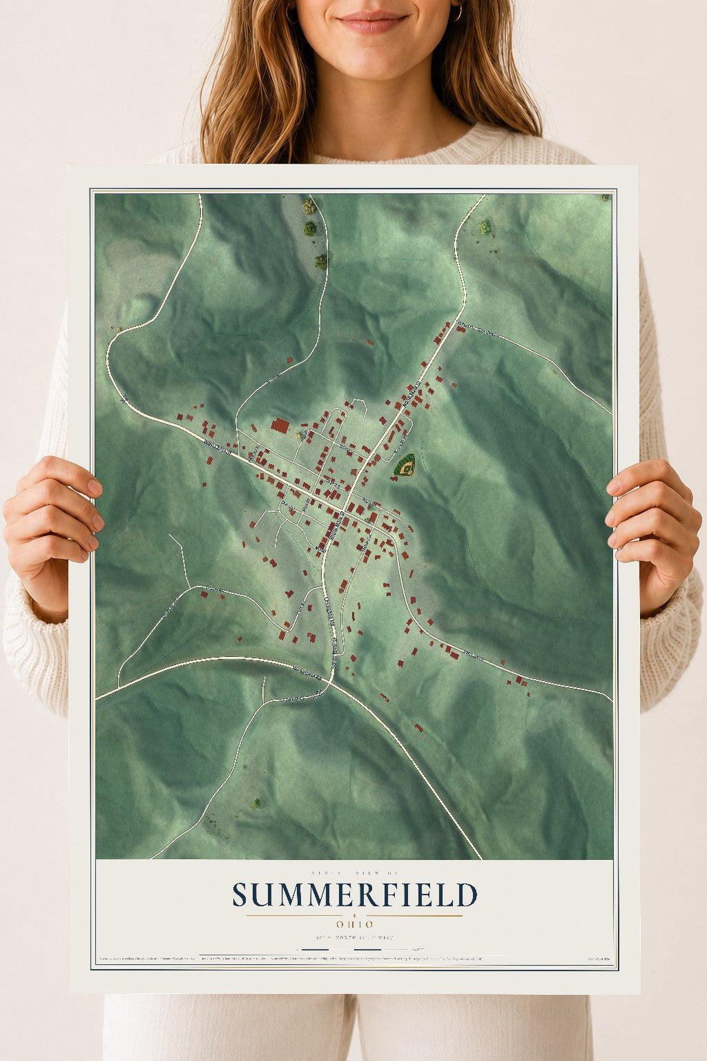 Map of Summerfield, Ohio, 18 x 24 inch unframed archival matte print