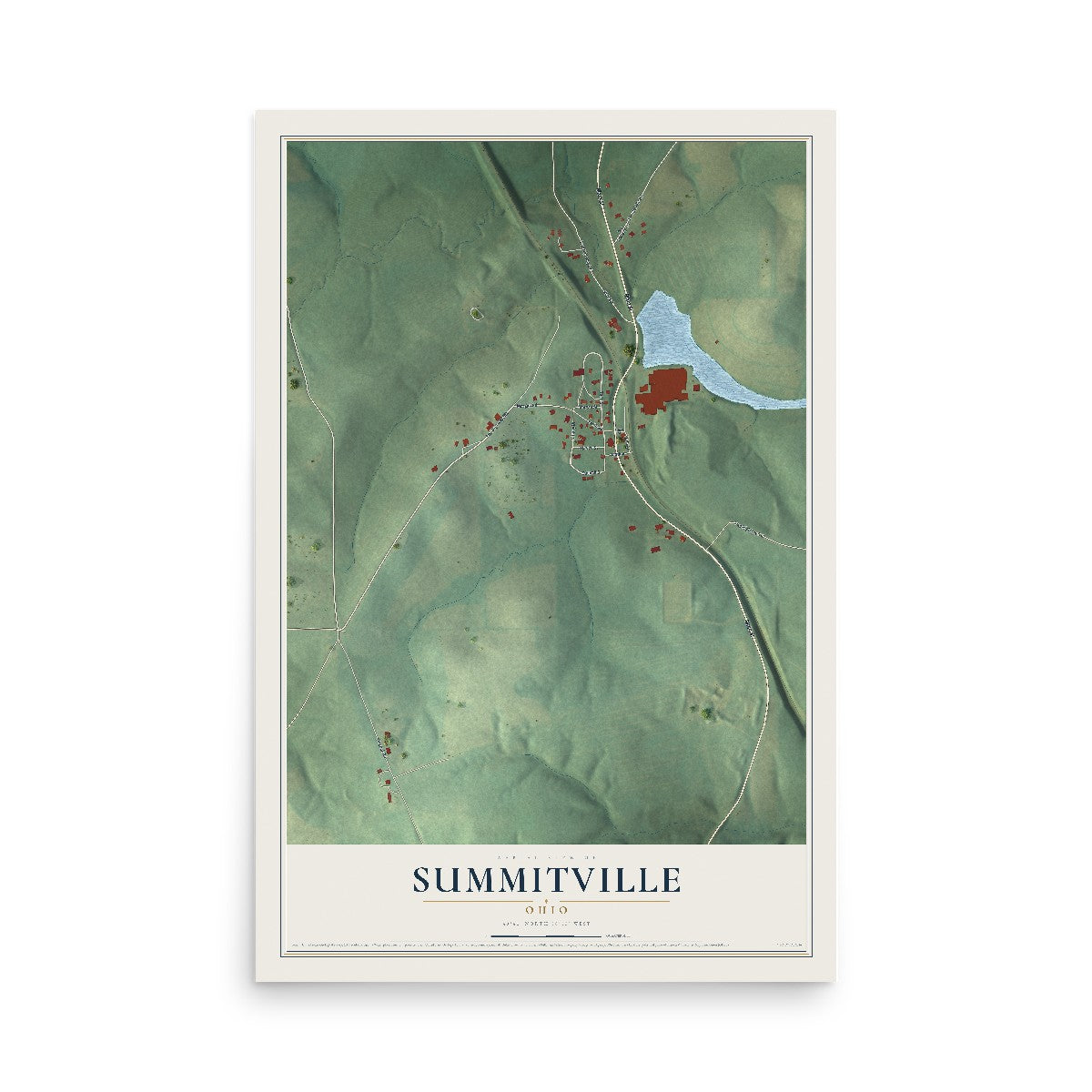 Map of Summitville, Ohio, 12 x 18 inch unframed archival matte print
