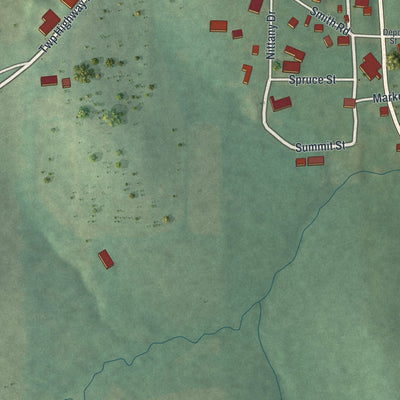 Second close-up of the map of Summitville, Ohio print showing more streets and buildings