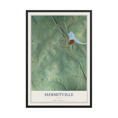 Map of Summitville, Ohio, 12 x 18 inch print in a black wood frame