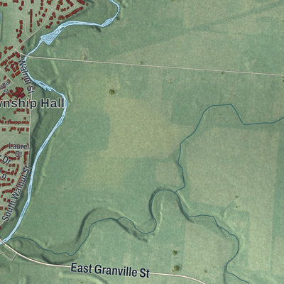 Second close-up of the map of Sunbury, Ohio print showing more streets and buildings