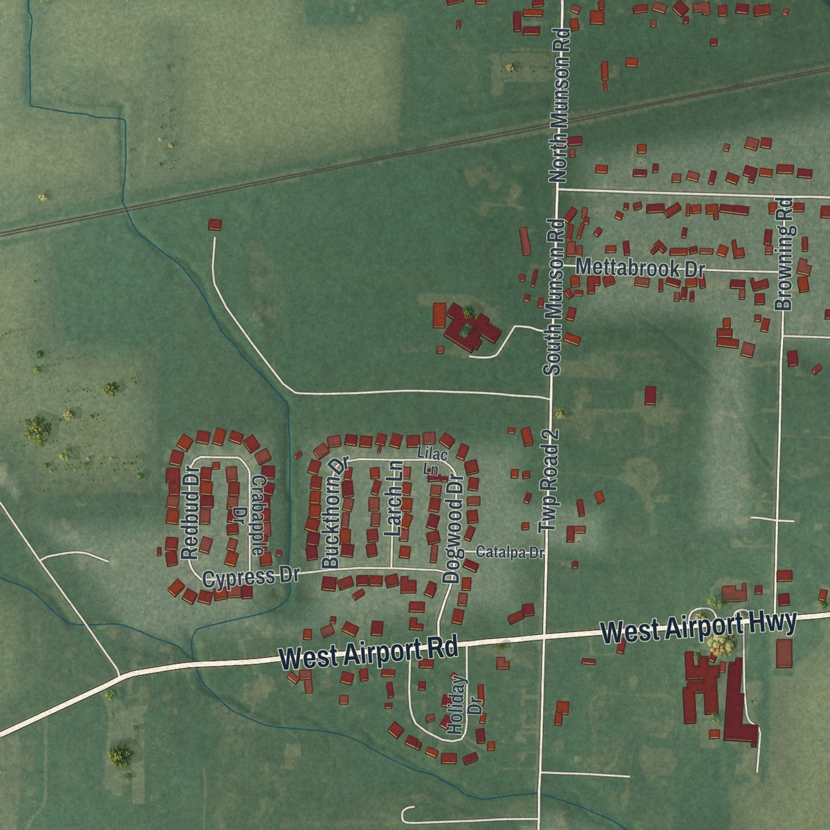 Second close-up of the map of Swanton, Ohio print showing more streets and buildings