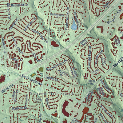 Close-up of the map of Symmes, Ohio print showing street and building detail