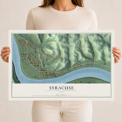 Map of Syracuse, Ohio, 12 x 18 inch unframed archival matte print