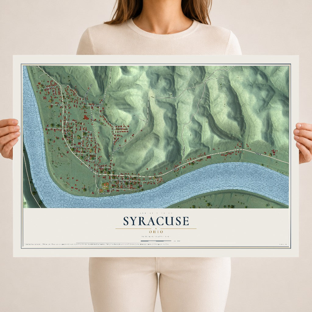 Map of Syracuse, Ohio, 18 x 24 inch unframed archival matte print
