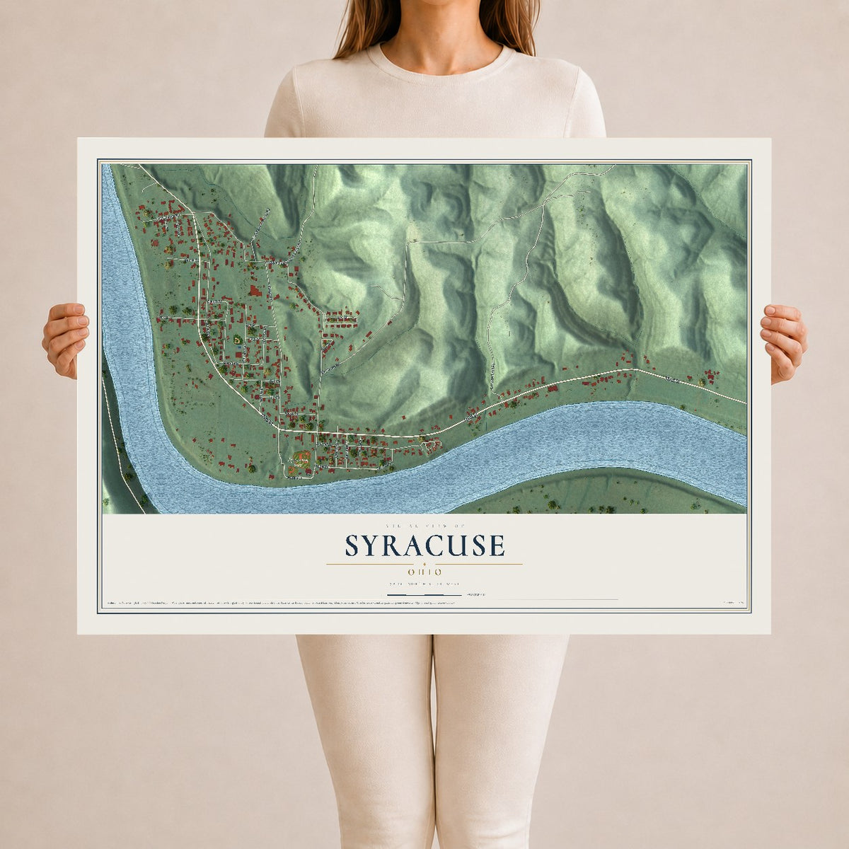 Map of Syracuse, Ohio, 24 x 36 inch unframed archival matte print