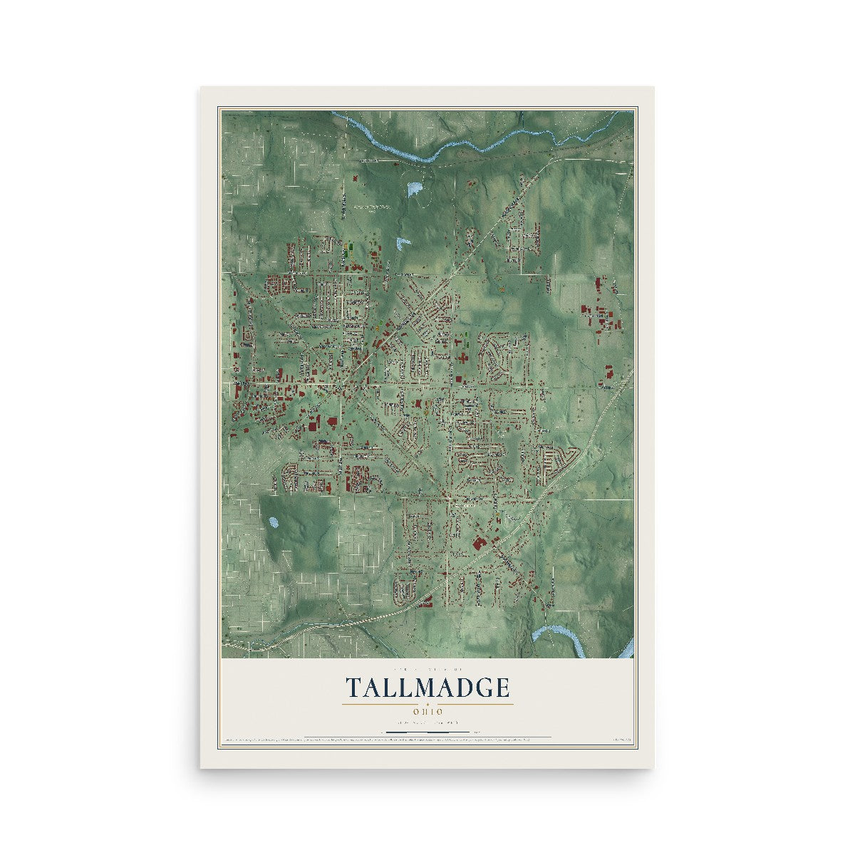 Map of Tallmadge, Ohio, 12 x 18 inch unframed archival matte print