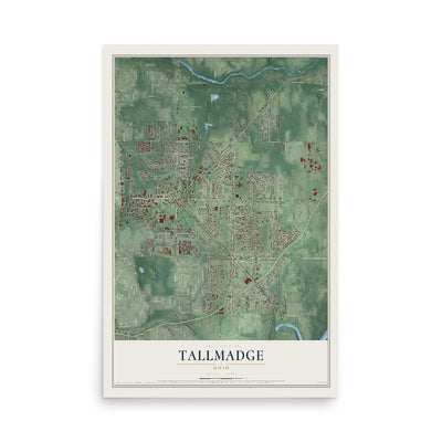 Map of Tallmadge, Ohio, 12 x 18 inch unframed archival matte print
