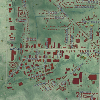 Second close-up of the map of Tallmadge, Ohio print showing more streets and buildings