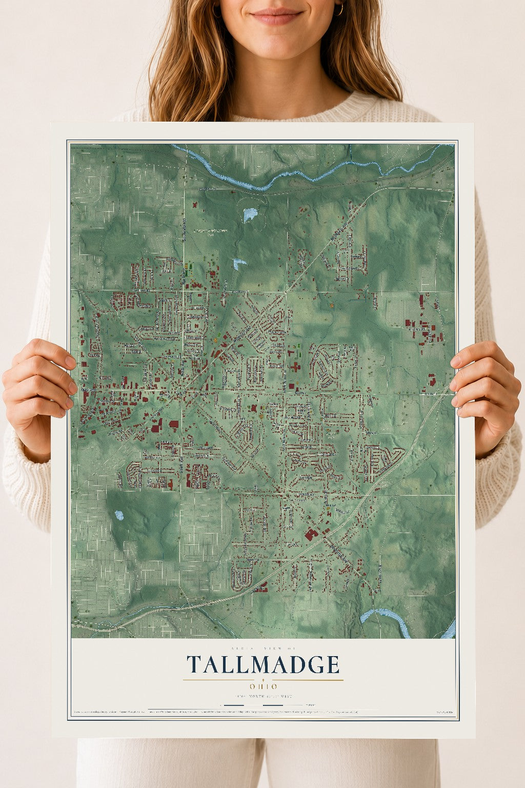 Map of Tallmadge, Ohio, 18 x 24 inch unframed archival matte print