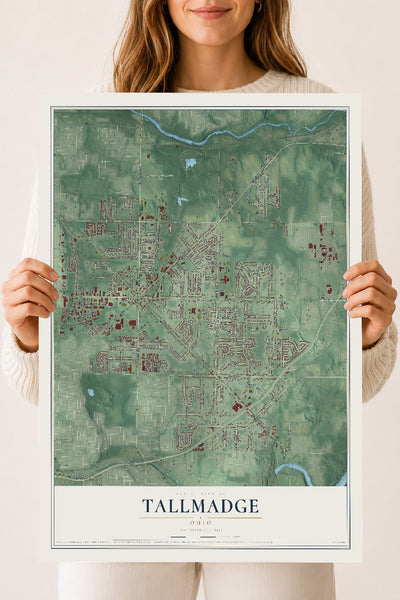 Map of Tallmadge, Ohio, 18 x 24 inch unframed archival matte print