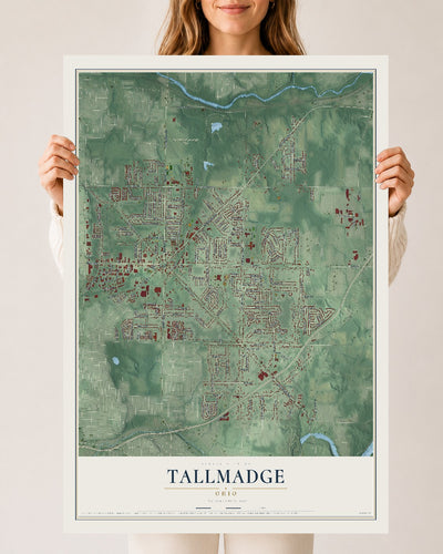 Map of Tallmadge, Ohio, 24 x 36 inch unframed archival matte print