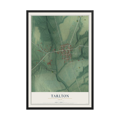 Map of Tarlton, Ohio, 12 x 18 inch print in a black wood frame
