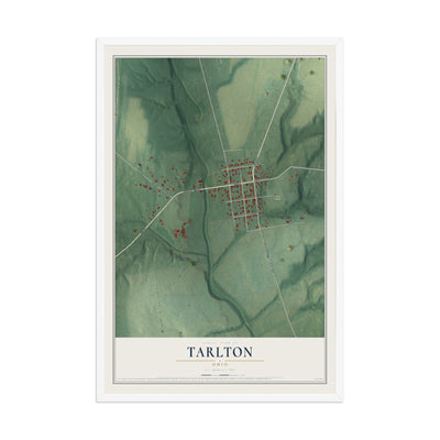 Map of Tarlton, Ohio, 12 x 18 inch print in a white wood frame