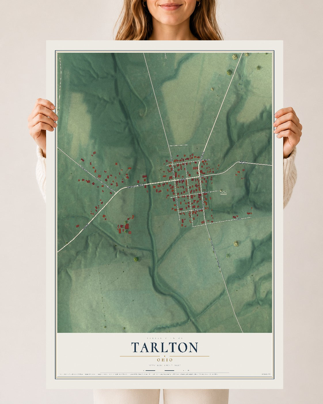 Map of Tarlton, Ohio, 24 x 36 inch unframed archival matte print