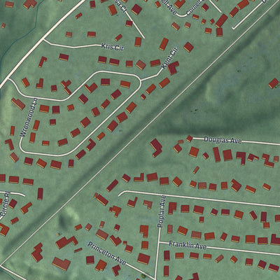 Second close-up of the map of Terrace Park, Ohio print showing more streets and buildings