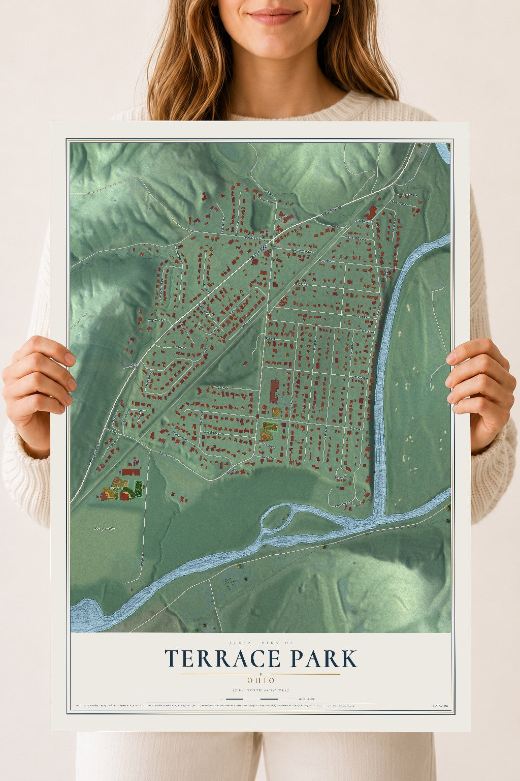 Map of Terrace Park, Ohio, 18 x 24 inch unframed archival matte print