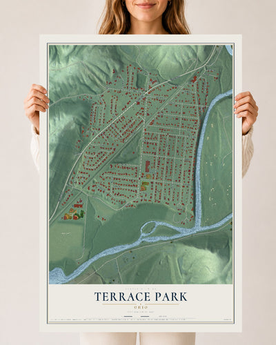 Map of Terrace Park, Ohio, 24 x 36 inch unframed archival matte print