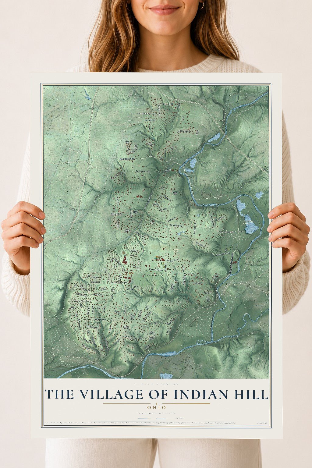 Map of The Village of Indian Hill, Ohio, 18 x 24 inch unframed archival matte print