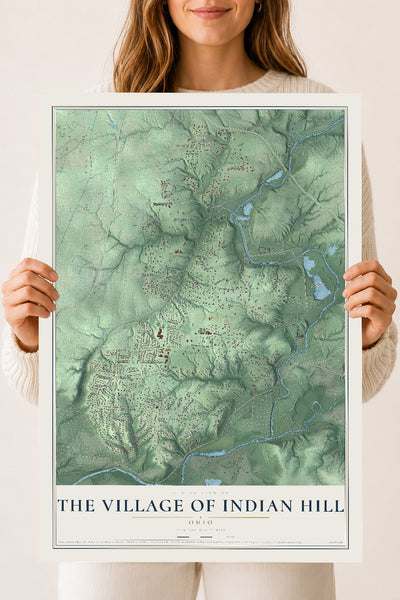 Map of The Village of Indian Hill, Ohio, 18 x 24 inch unframed archival matte print