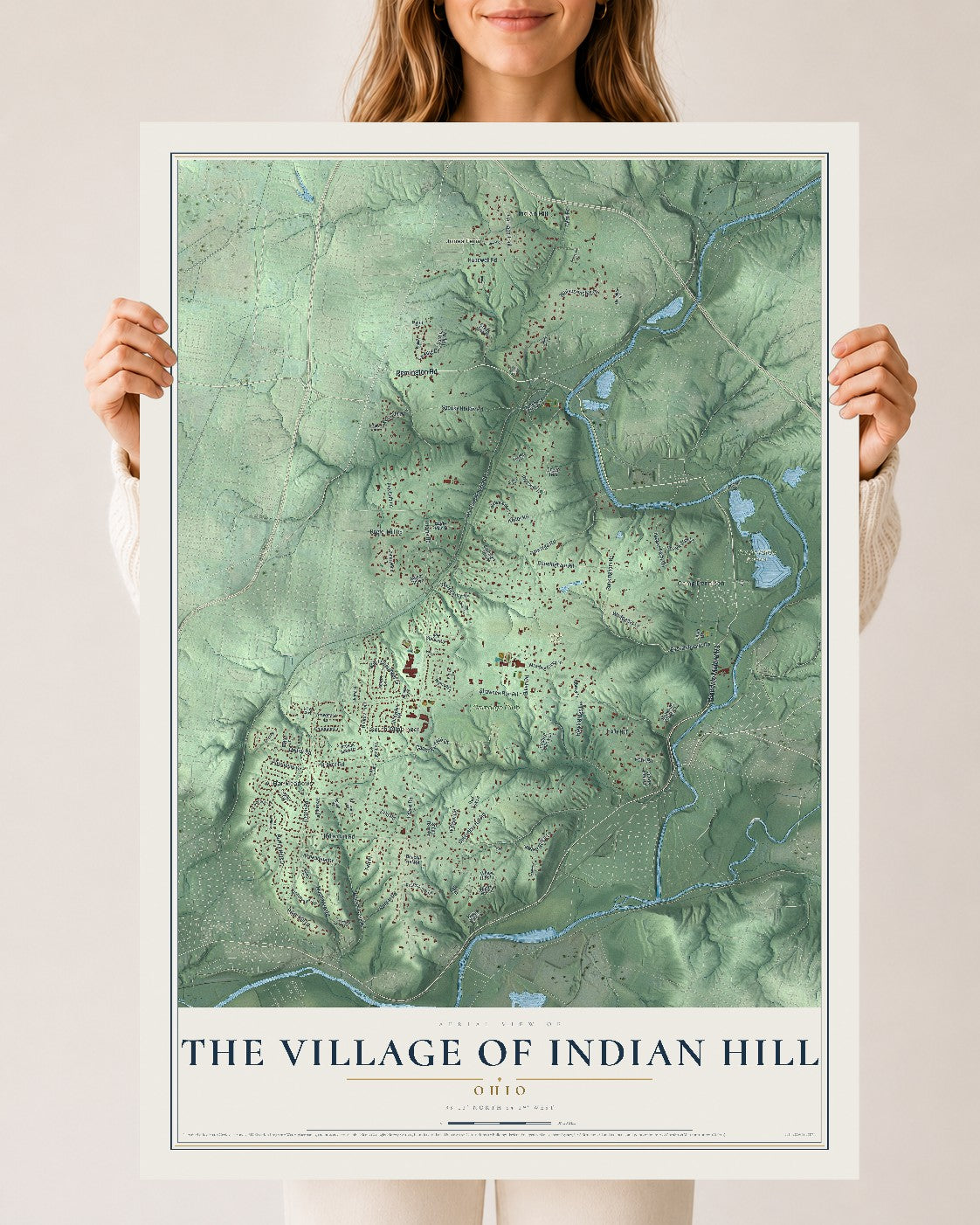 Map of The Village of Indian Hill, Ohio, 24 x 36 inch unframed archival matte print