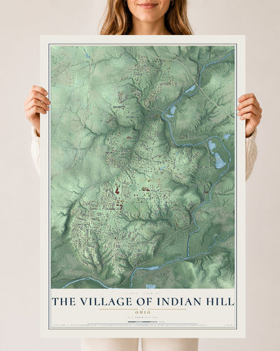 Map of The Village of Indian Hill, Ohio, 24 x 36 inch unframed archival matte print