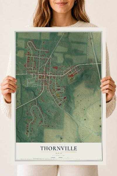 Map of Thornville, Ohio, 18 x 24 inch unframed archival matte print
