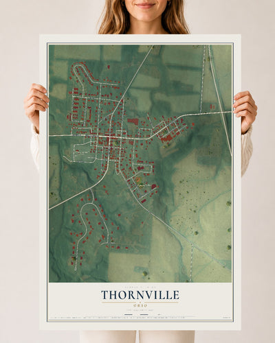 Map of Thornville, Ohio, 24 x 36 inch unframed archival matte print