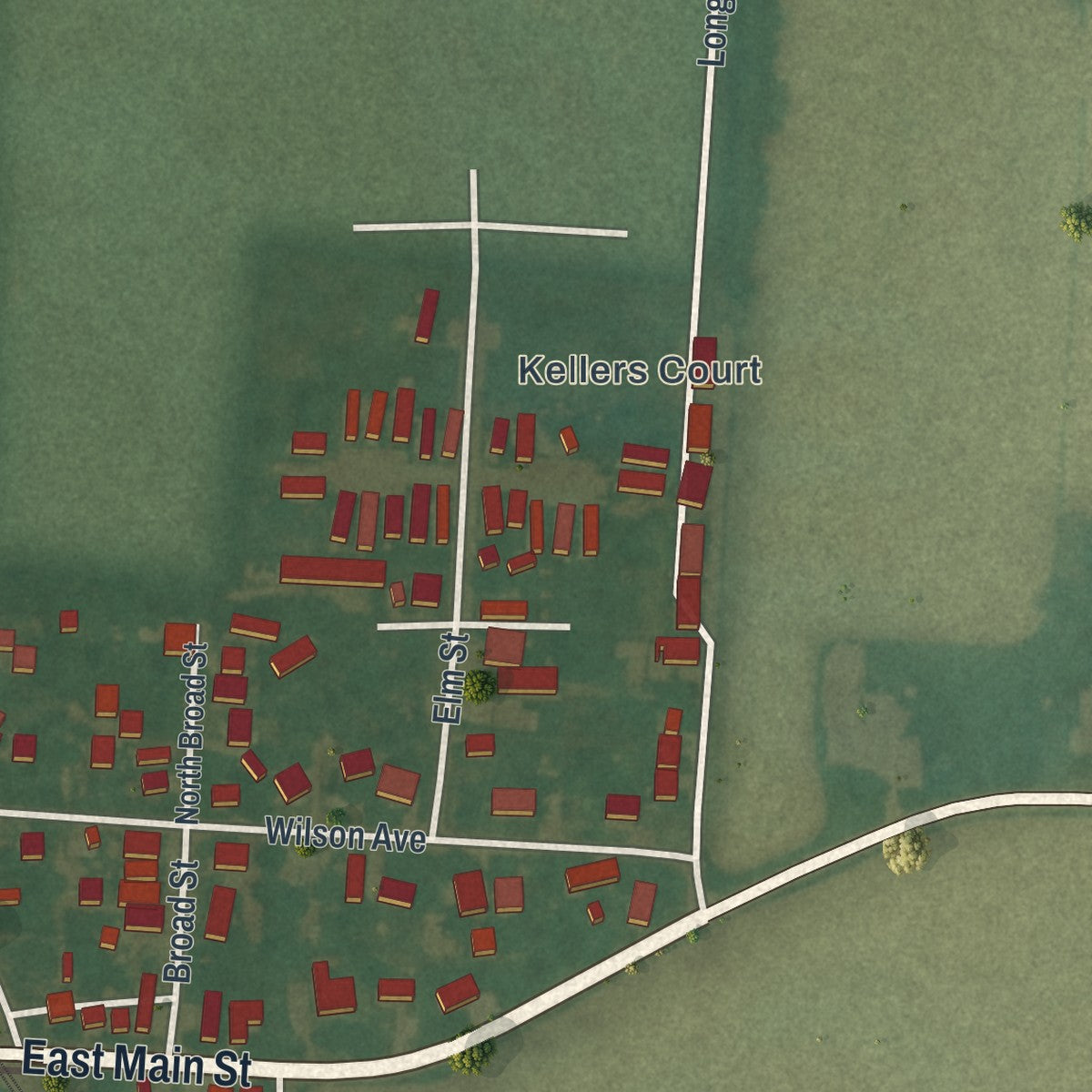 Second close-up of the map of Thurston, Ohio print showing more streets and buildings