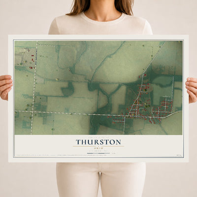 Map of Thurston, Ohio, 18 x 24 inch unframed archival matte print