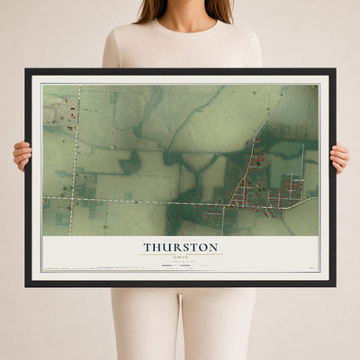 Map of Thurston, Ohio, 24 x 36 inch print in a black wood frame