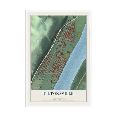 Map of Tiltonsville, Ohio, 12 x 18 inch print in a white wood frame