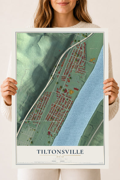 Map of Tiltonsville, Ohio, 18 x 24 inch unframed archival matte print