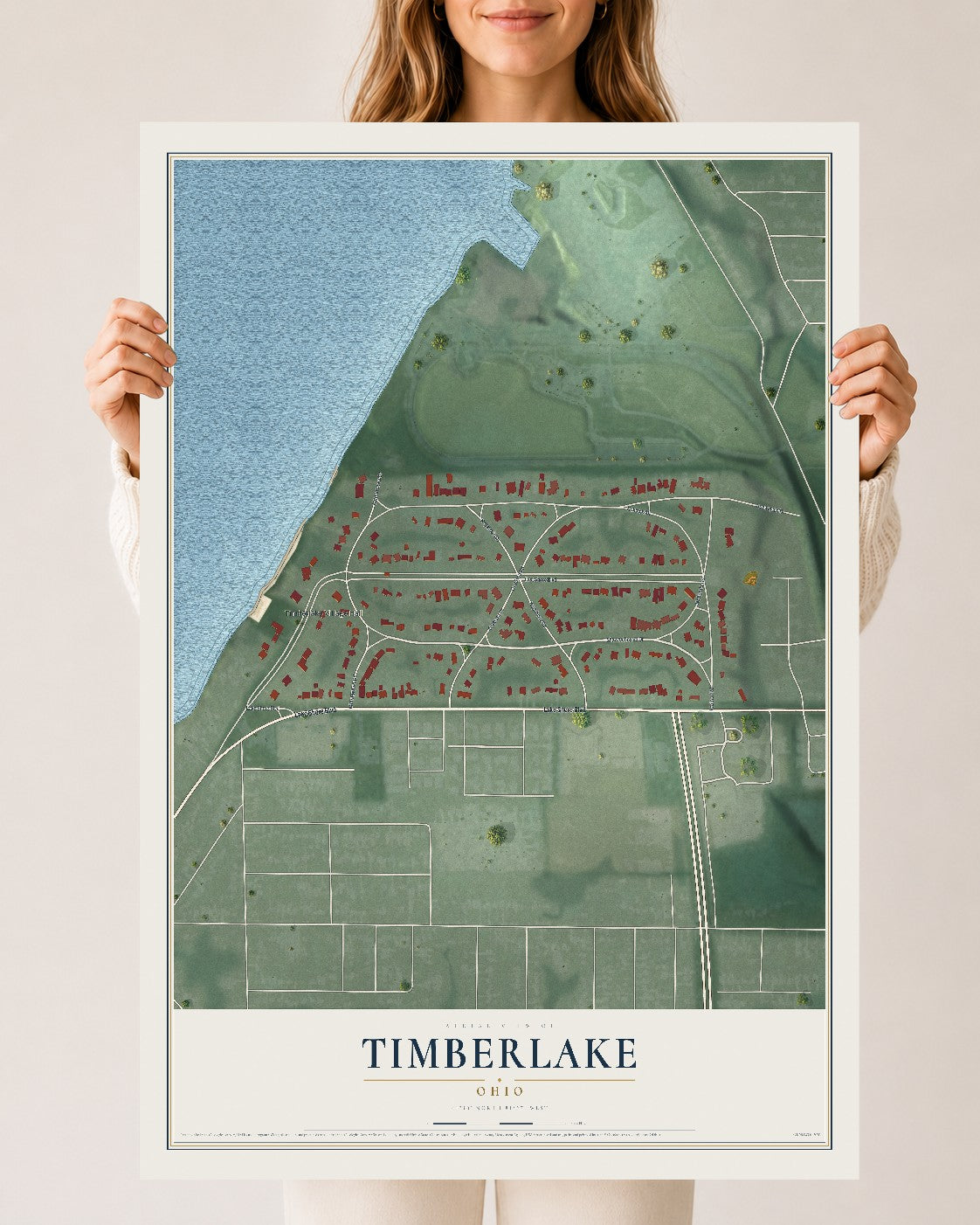 Map of Timberlake, Ohio, 24 x 36 inch unframed archival matte print