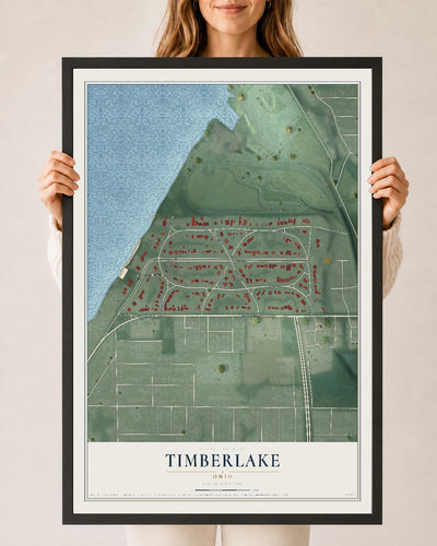 Map of Timberlake, Ohio, 24 x 36 inch print in a black wood frame