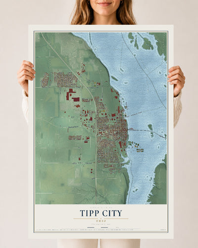 Map of Tipp City, Ohio, 24 x 36 inch unframed archival matte print