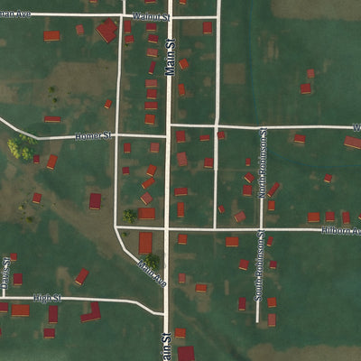 Close-up of the map of Tiro, Ohio print showing street and building detail