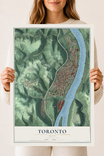 Map of Toronto, Ohio, 18 x 24 inch unframed archival matte print